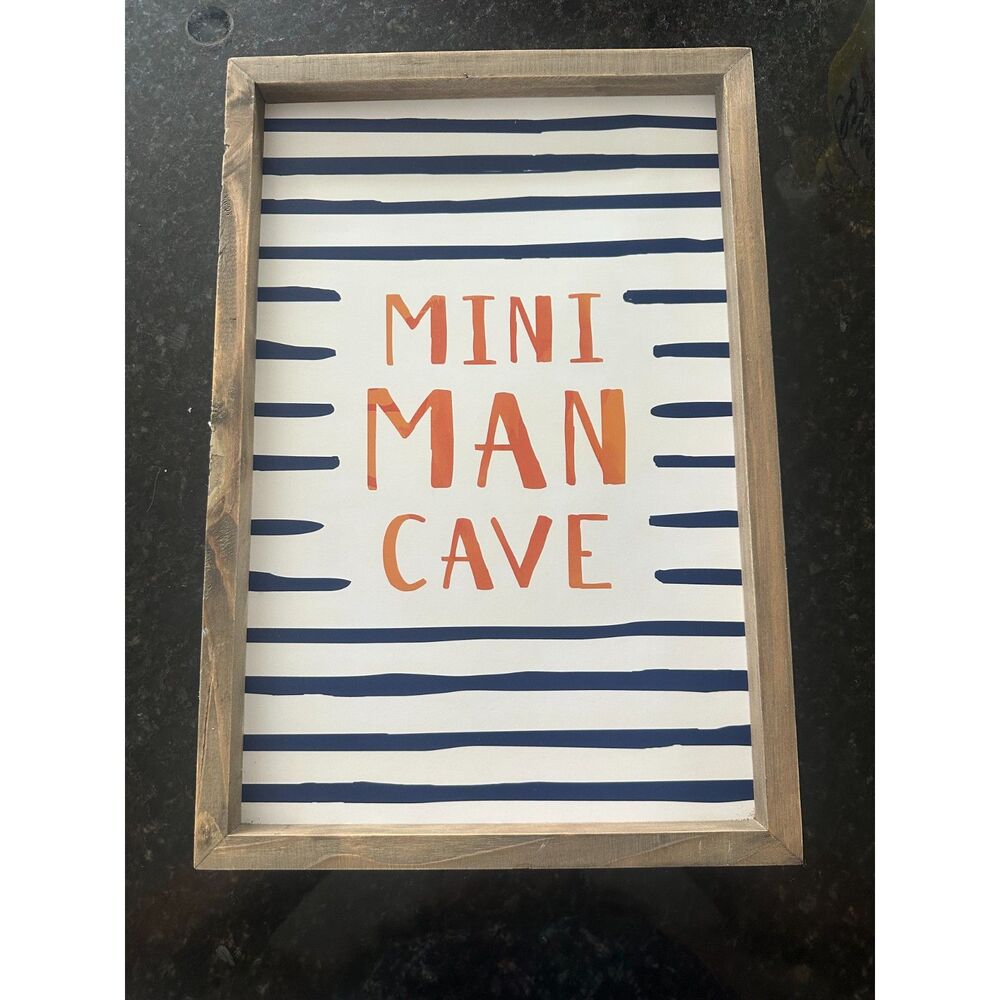 Mini Man Cave Wall Decor Framed Sign Rustic Bar Garage Game Room Decor